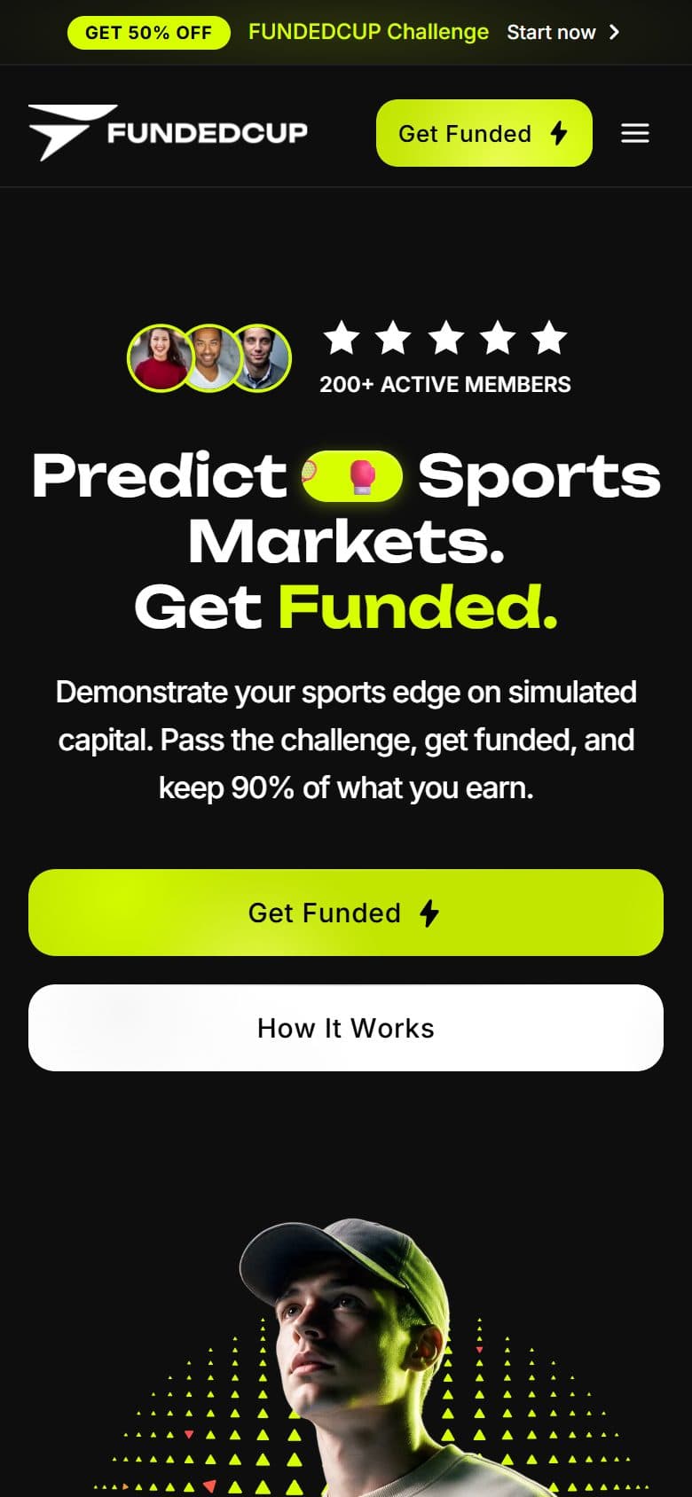 Capture du site FundedCup sur mobile