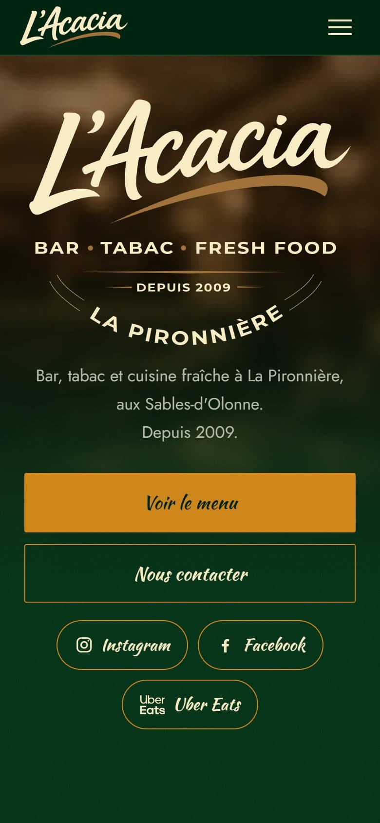 Capture du site L'Acacia sur mobile