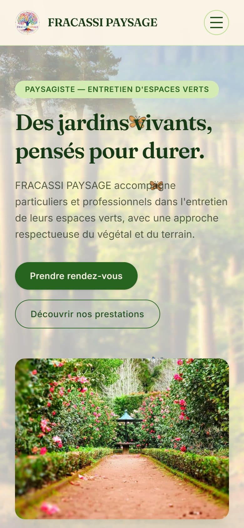 Capture du site Fracassi Paysage sur mobile
